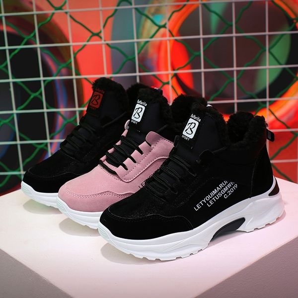 

casual shoes women's winter brand vulcanize shoes for women keep warm comfortable outdoor sneaker zapatillas mujer leisure shoe y200108, Black