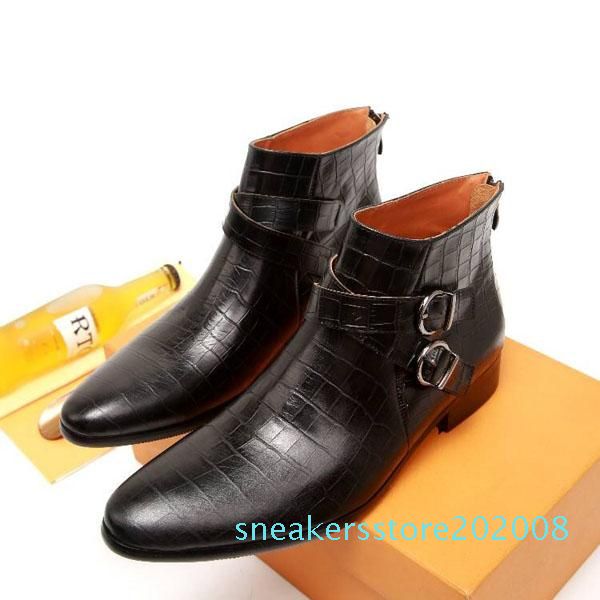 

men s dress shoes crocodile pattern elegant men s dress shoes leather classic designer suit shoes wedding party red leather bottom d08, Black