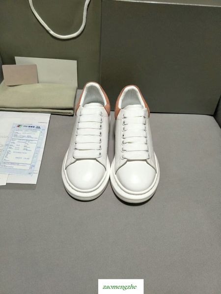 

mc fashion luxury shoe lace up women shoes men leather platform oversized sole sneakers white orange lovers shoes, Black