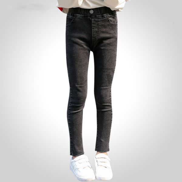 

kids girls jeans black color girl jeans kids autumn spring kids jeans 6 8 10 12 13 14 years teenage girls clothes, Blue