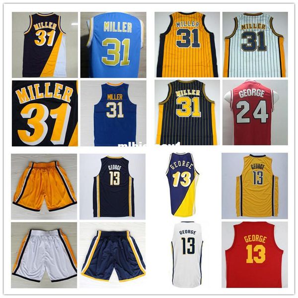 

paul george #13 miller #31 basketball jersey, stitched men's retro basketball jersey ncaa college, Black;blue
