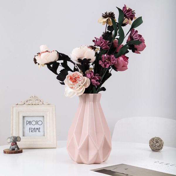 Origami Plastic Vase Milky White Imitation Ceramic Flower Pot