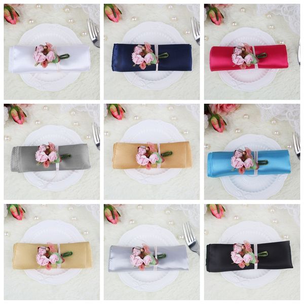 

12"x 12" satin linen napkins wedding napkins pocket restaurant handkerchief party table napkin table decoration accessories