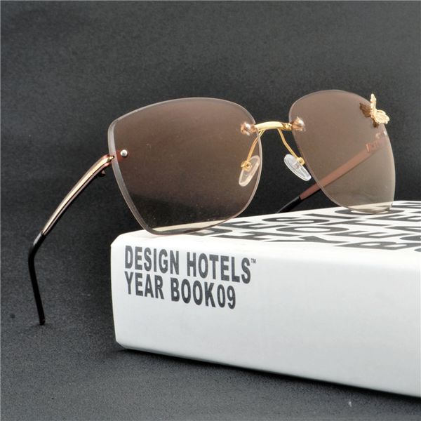 

luxury women brand designer transparent sunglasses female big size clear lens gradient sun glasses oversized rimless fml, White;black