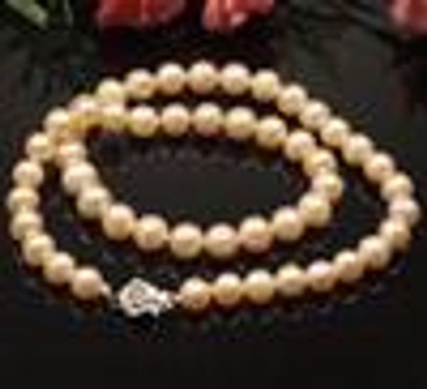 

beautiful gift 7-8mm pink natural pearl necklac 18inch 925 silver