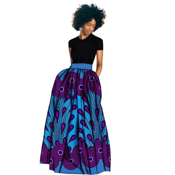

private customized 2019 african skirts for women a-line print skrit ankara fabric dashiki clothing wax print casual s1927005, Black;gray