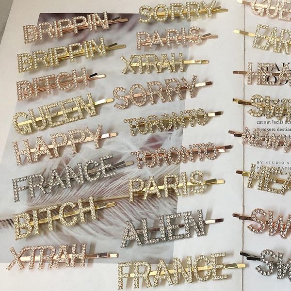 

multistyle rhinestone письмо заколка для волос женщины девушки bling bling письмо заколки модные аксессуары для волос для подарка партии, Golden;silver