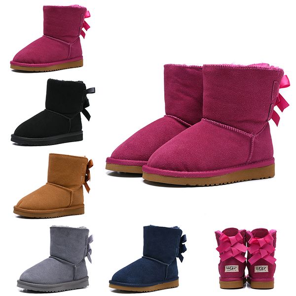 

2020 new wgg australian classic kids boots designer snow boots for children girl boy ankle bailey bow fashion winter booties 26-35, Black