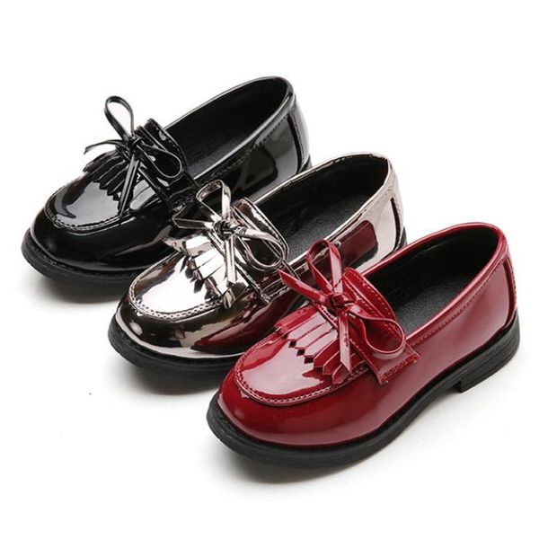 

new children' shoes in spring and autumn 2020 girl' princess fringe leather shoes children' casual single, Black;grey