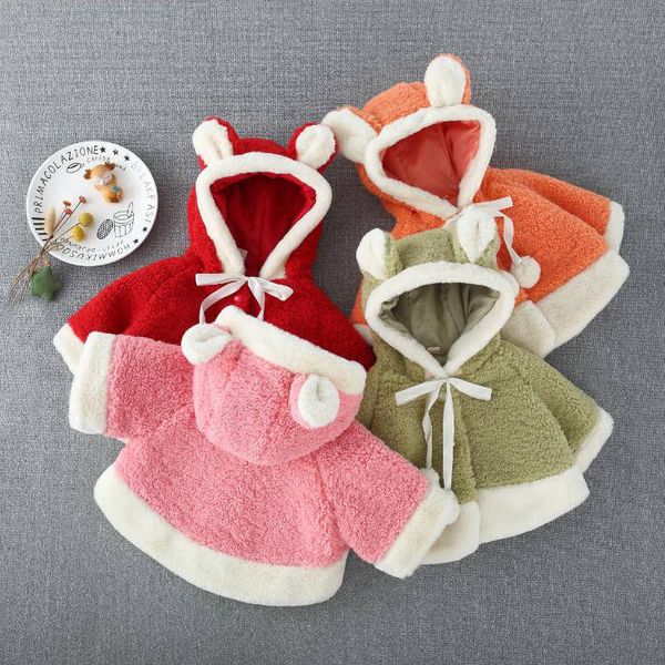

girls hooded cloak autumn poncho cartoon bear sweater loose lamb fur coat baby cloak plush poncho outwear kids designer clothes 1-4t d6363, Camo