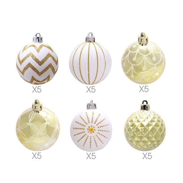 

30pcs christmas tree decor high qulity white gold ball ornament bauble party hanging ball for home christmas decorations christmas decoratio