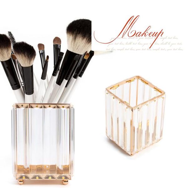 

storage box makeup brush european style square crystal jewelry cosmetics organizer gold silver 90*80*80mm