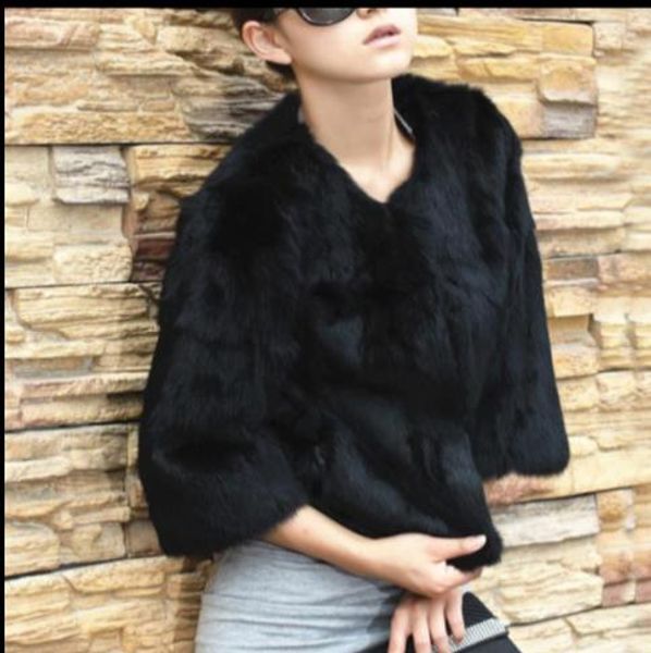 

vetement 2020 winter women's faux fur jacket artificial fur overcoat furry coat femme plus size furry fake outwear z63, Black