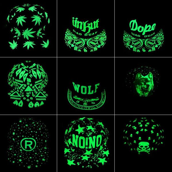 

флуоресцентная бейсболка green glow dark luminous hip hop hat night light модных женщины мужчина snapback caps, Blue;gray