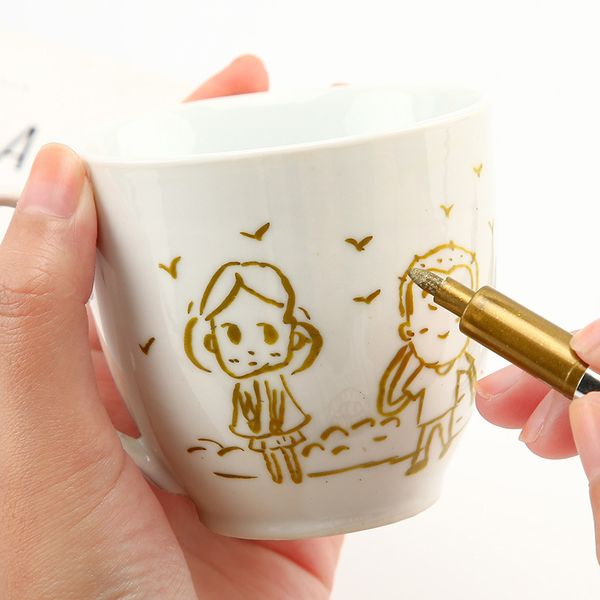 

metal color painting art marker 1.5mm waterproof permanent diy manga drawing craft pens stationery office school art supplies, Black;red