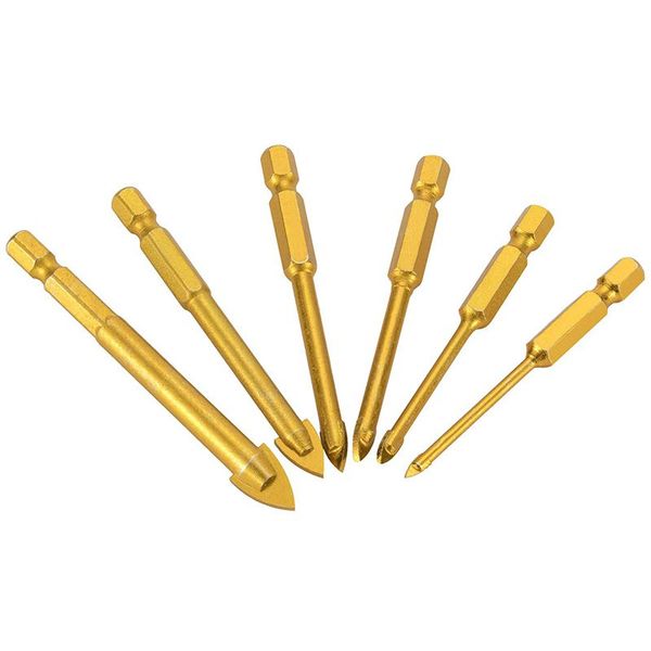 

6pcs glass drill bits set tile ceramic drilling set 3/4/5/6/8/10mm with 1/4inch hex shank for porcelain marble mirror