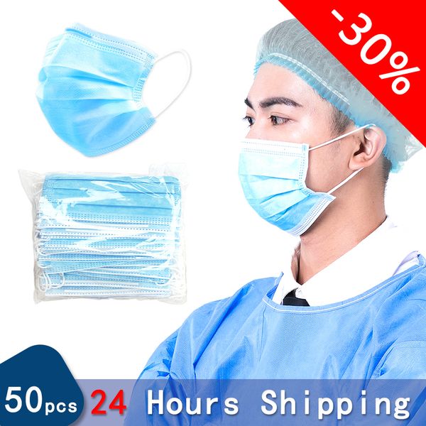 

10/50/100pcs earloop mouth non-woven 3 filter anti pollution disposable face masks n95