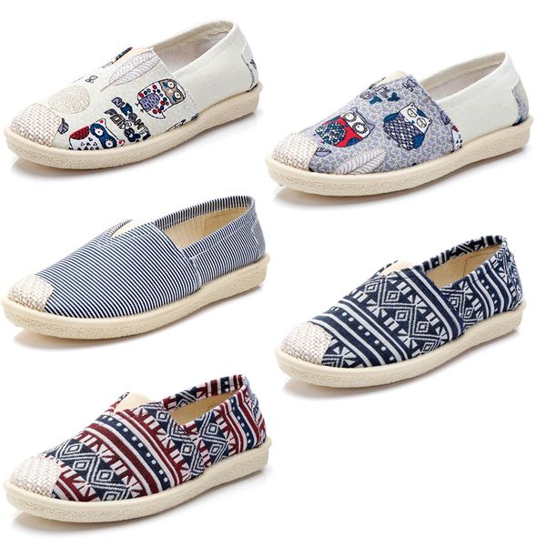 

non-brand espadrilles chaussures women flats casual canvas shoes slip on fashion loafers sneakers breathable 35-40 style 3 wholesale, Black