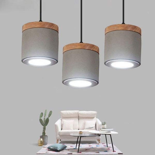 

nordic cement wood pendant lights led spot hanglamp hanging lamp for living room kitchen indoor lighting fixtures deco luminaria