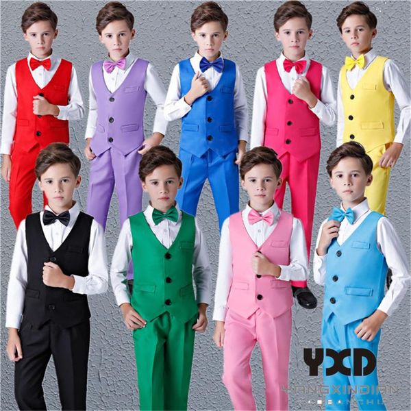 

9 colors kids costumes boy shirts vests pants boys jazz dance sets hiphop clothing 2020 stage costume children performance dress, White
