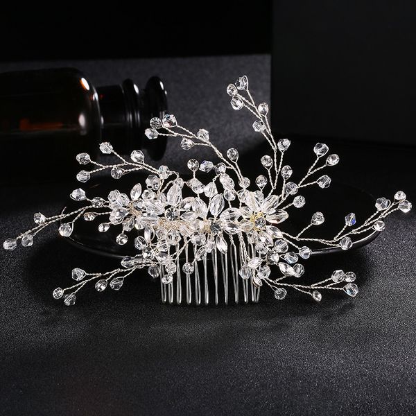 

silver/gold color bridal hair combs wedding hair jewelry accessories headdress hair ornament women handmade rhinestone comb, Golden;white