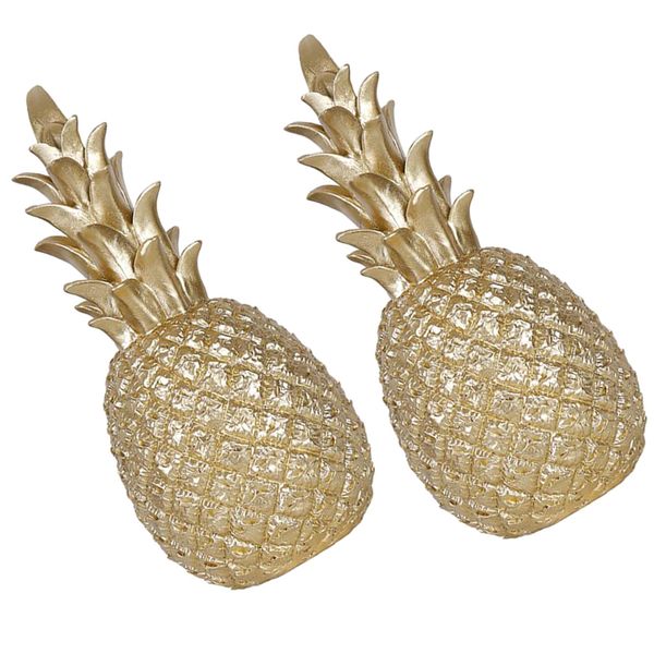

2pcs creative pineapple shaped decor ornament for home desk shelf decor golden