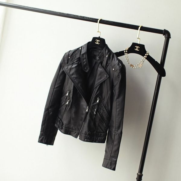 

women casual jackets fashion motorcycle short slim jacket fashion womens handsome ladys jacket ng wholesale, Black;brown