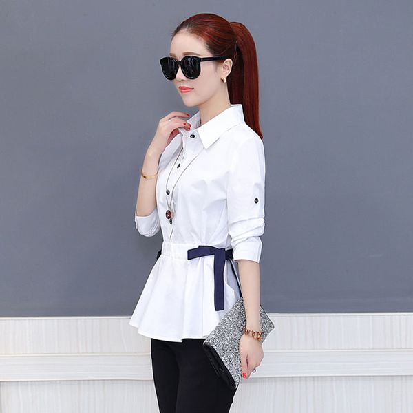 

office work wear women spring summer style chiffon blouses shirts lady casual bow tie sashes blusas dd1773, White
