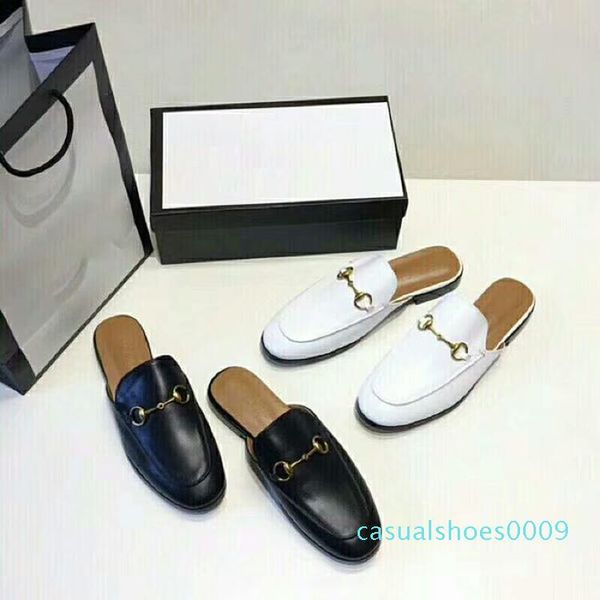 

mullers leather halfwrapped flat soled horsebit slippers italian classic fairy summer leisure wear mules sandals outside genuine leather c09, Black