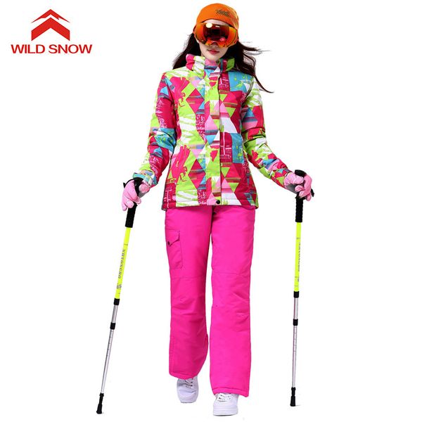 

wild snow women ski suit windproof waterproof outdoor sport wear female camping riding skiing warm snowboard ski set jacket,w518