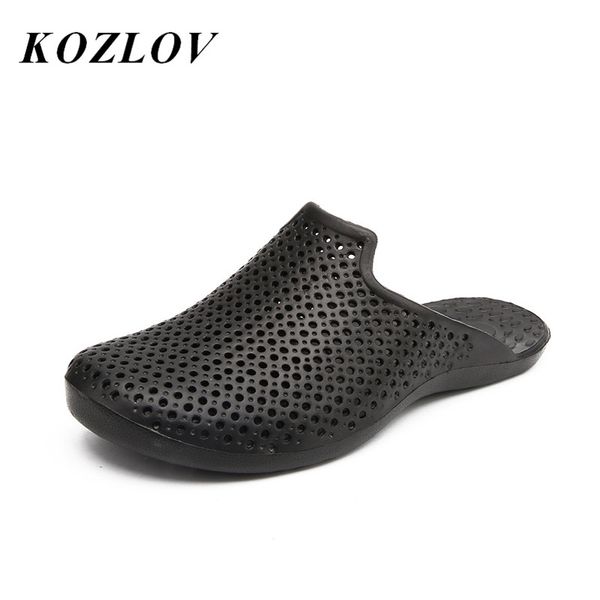 

kozlov fashion men sandals summer mens slippers water beach shoes casual breathable home slippers men flip-flops big size tenis, Black