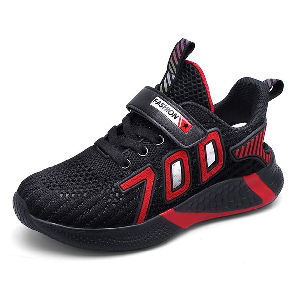 

children sneakers boys shoes 2020 summer hollow flying woven mesh children's shoes fashion lightweight student, Black;red