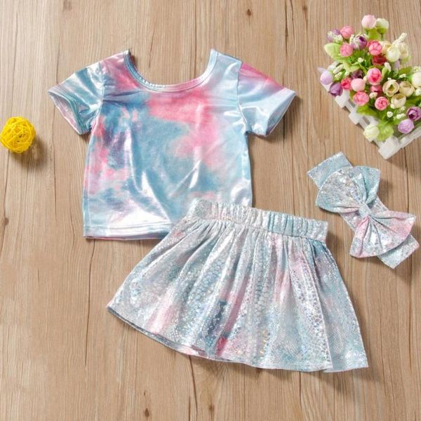 

наборы младенца лета девушки с коротким рукавом футболка + юбка + оголовье kit малыша девушки outfit set новое прибытие 2020, White