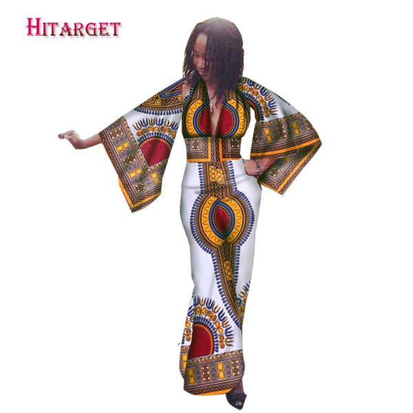 

2020 fashion autumn african dresses for women bazin trumpet sleeves vestidos dresses dashiki kanga ankara african clothes wy1579, Red