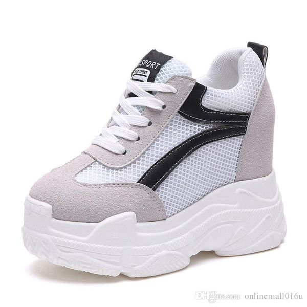 

women shoes 2018 autumn woman platforms women retro shoes woman lace-up 12 cm high heels height increasing suede shoes, Black;white