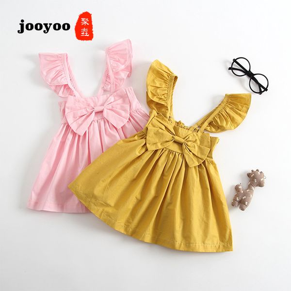 

baby clothes summer dress baby girl dress cotton flying sleeve bow vest sleeveless newborn kid clothes jooyoo, Red;yellow