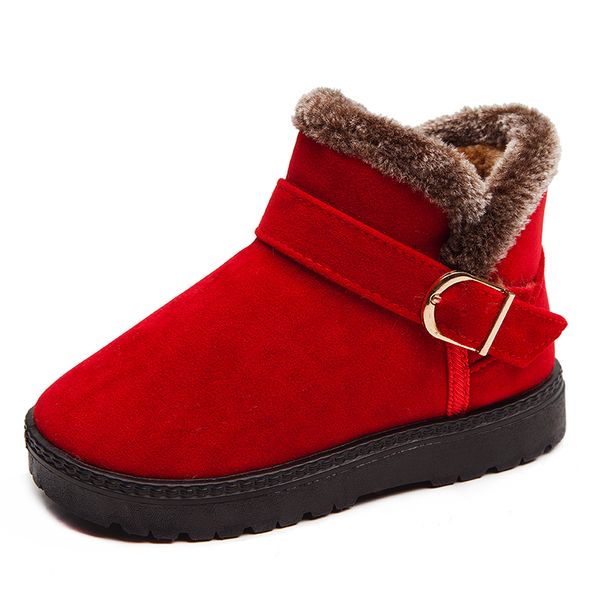 

thick warm kids snow boots winter shoes for girls round toe plush non-slip flat baby toddler shoes ski boys girls boots, Black;grey