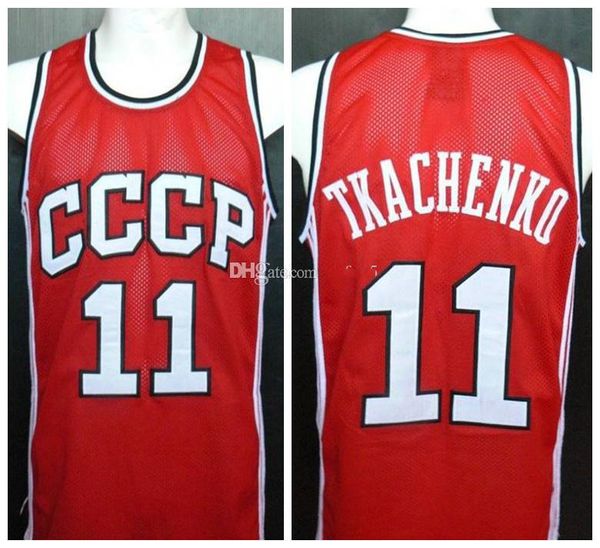 Vladimir Tkachenko #11 Union Sowjetica CCCP Retro-Basketball-Trikots für Herren, genäht, individuell, mit beliebiger Nummer und Namen