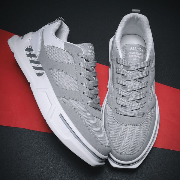 

2020 new running shoes for men women triple black white grey platform mesh leather trainers sports sneakers size 36-44 made in china, White;red