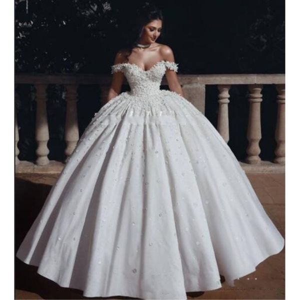 Arabic Princess Ball Gown Wedding Dresses Off Shoulder Floor