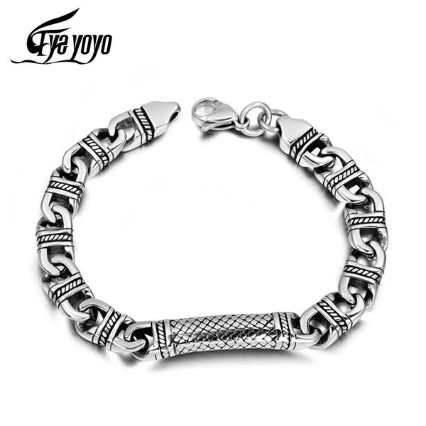 

eyeyoyo 220mm mysterious titanium steel bracelet ethnic wind men retro link, chain, Black