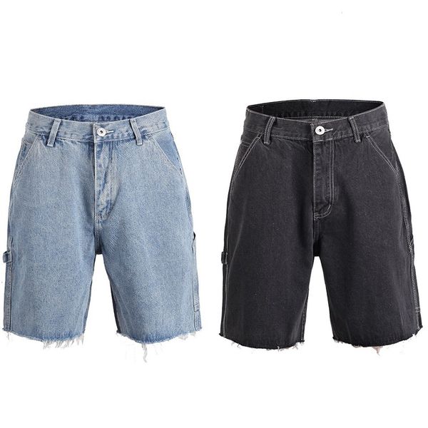 

summer 2019 new men's short pants hip hop street wear style loose straight beachwear jeans male solid casual jeans short trouser, Blue