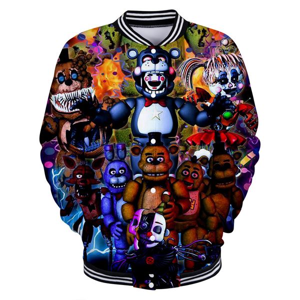 

trend five hoodies nights at freddy digital printing 3d long sleeves round collar baseball clothes hoodie, Blue;black