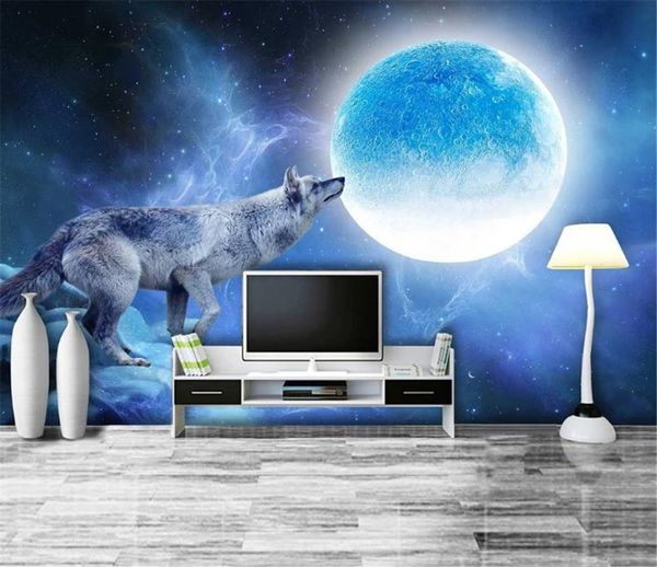 

3d wallpaper mural mochizuki wolf dream starry artistic conception interior decoration beautiful romantic wallpaper