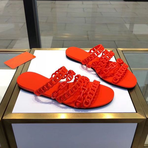 

2019 designer sandals fashion 35-40 pvc women sandal with orange box lady fashion sandals mini slippers size35-40, Black