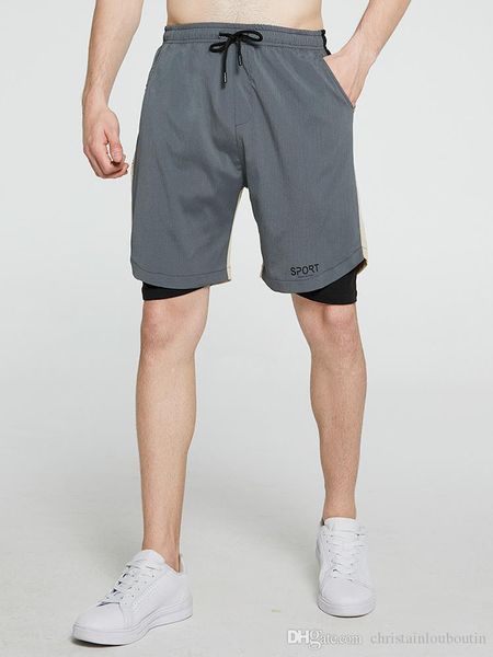 

2020 summer double-deck men shorts fitness bodybuilding breathable quick drying short gyms men casual joggers knee length pants, White;black