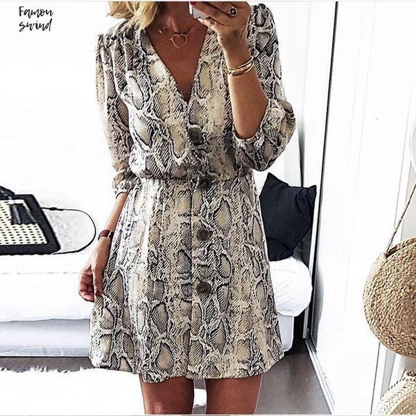 

new high street dress printed women a line dresses snakeskin half sleeve drop shipping good quality designer clothes, Black;gray