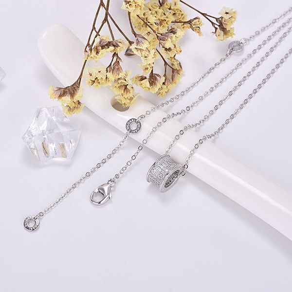 

classic full diamond small brute waist spring necklace, Silver