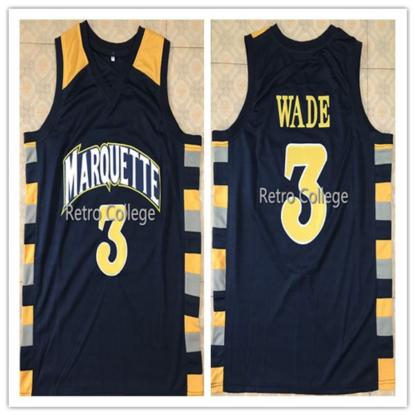 

3 dwayne 3 wade college marquette golden eagle ba ketball jer ey men embroidery