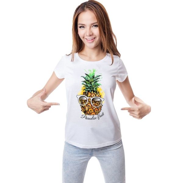 

women clothing womens tshirt fashion fruit pineapple design womens printed t shirt short sleeve women funny hipster tee, White